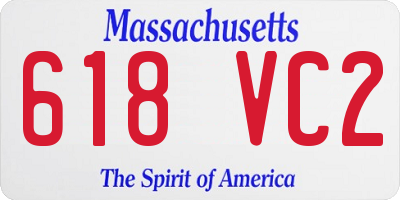 MA license plate 618VC2