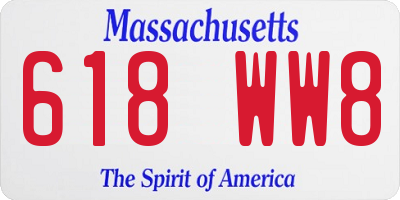 MA license plate 618WW8