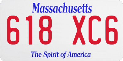 MA license plate 618XC6