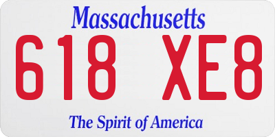 MA license plate 618XE8