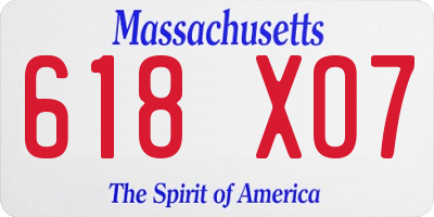 MA license plate 618XO7
