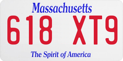 MA license plate 618XT9