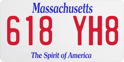 MA license plate 618YH8