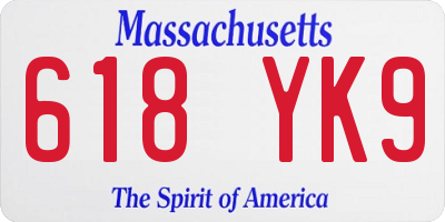 MA license plate 618YK9