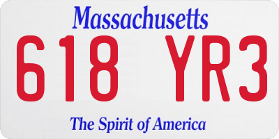 MA license plate 618YR3