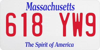 MA license plate 618YW9