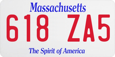 MA license plate 618ZA5