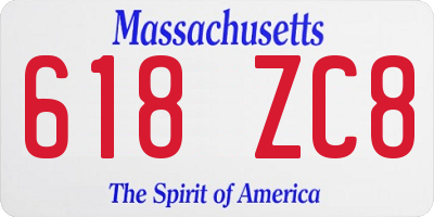 MA license plate 618ZC8