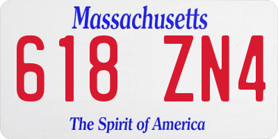 MA license plate 618ZN4