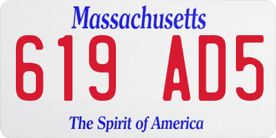 MA license plate 619AD5