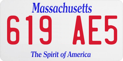 MA license plate 619AE5