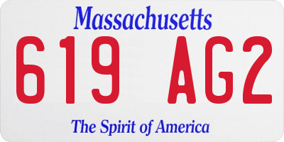 MA license plate 619AG2