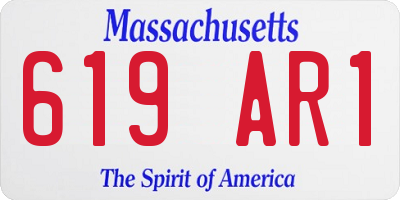 MA license plate 619AR1