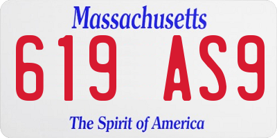 MA license plate 619AS9
