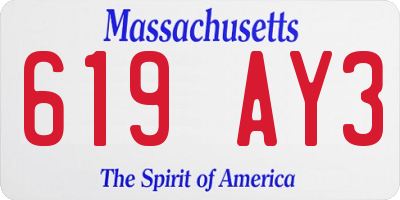 MA license plate 619AY3