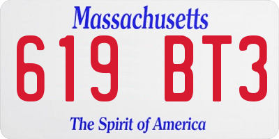 MA license plate 619BT3