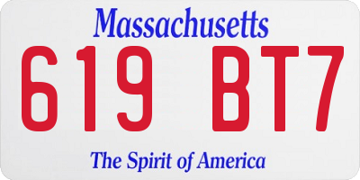 MA license plate 619BT7