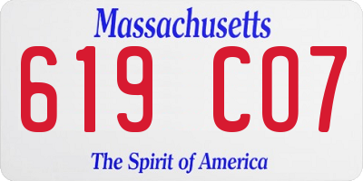MA license plate 619CO7