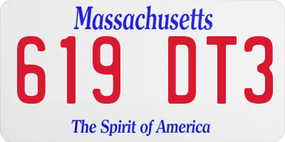 MA license plate 619DT3