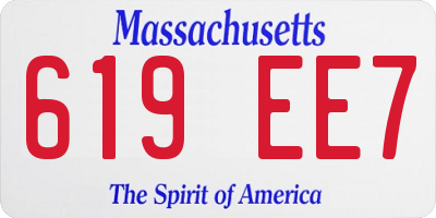 MA license plate 619EE7