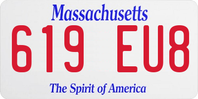 MA license plate 619EU8