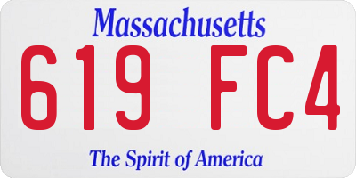 MA license plate 619FC4