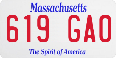 MA license plate 619GA0