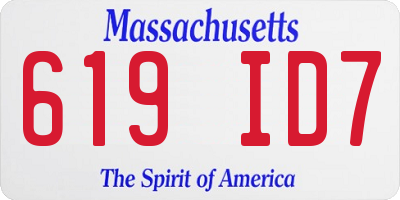 MA license plate 619ID7