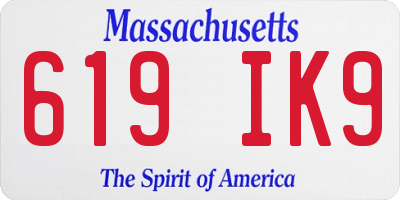 MA license plate 619IK9