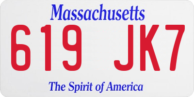 MA license plate 619JK7