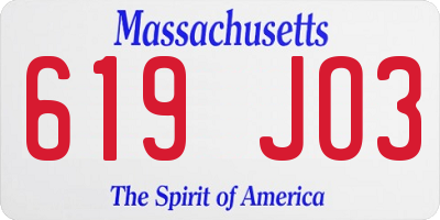 MA license plate 619JO3