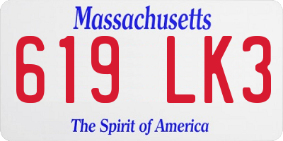 MA license plate 619LK3