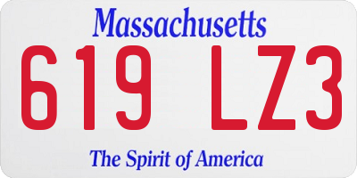 MA license plate 619LZ3