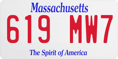 MA license plate 619MW7