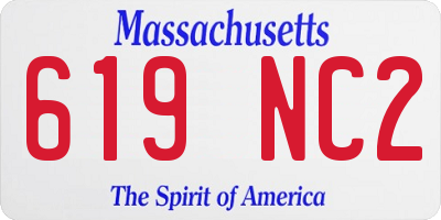 MA license plate 619NC2