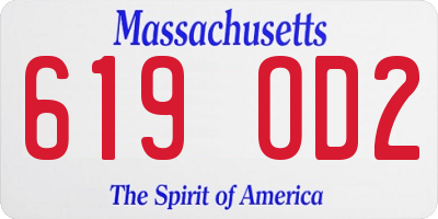 MA license plate 619OD2