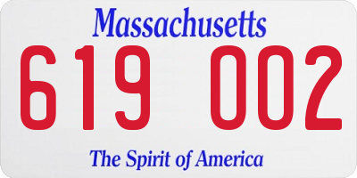 MA license plate 619OO2