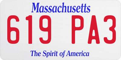 MA license plate 619PA3