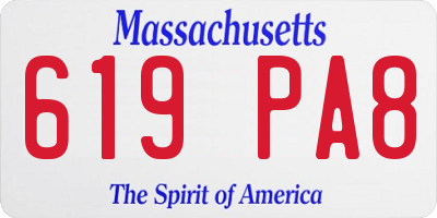 MA license plate 619PA8