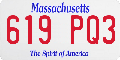 MA license plate 619PQ3