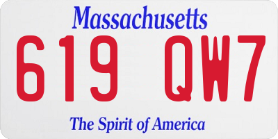 MA license plate 619QW7
