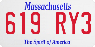 MA license plate 619RY3