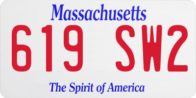 MA license plate 619SW2