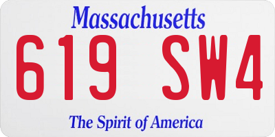 MA license plate 619SW4