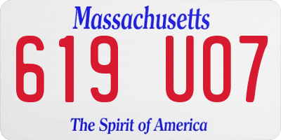 MA license plate 619UO7