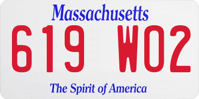 MA license plate 619WO2