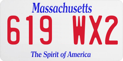 MA license plate 619WX2