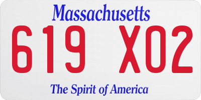 MA license plate 619XO2