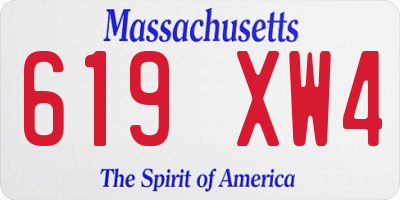 MA license plate 619XW4