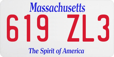 MA license plate 619ZL3
